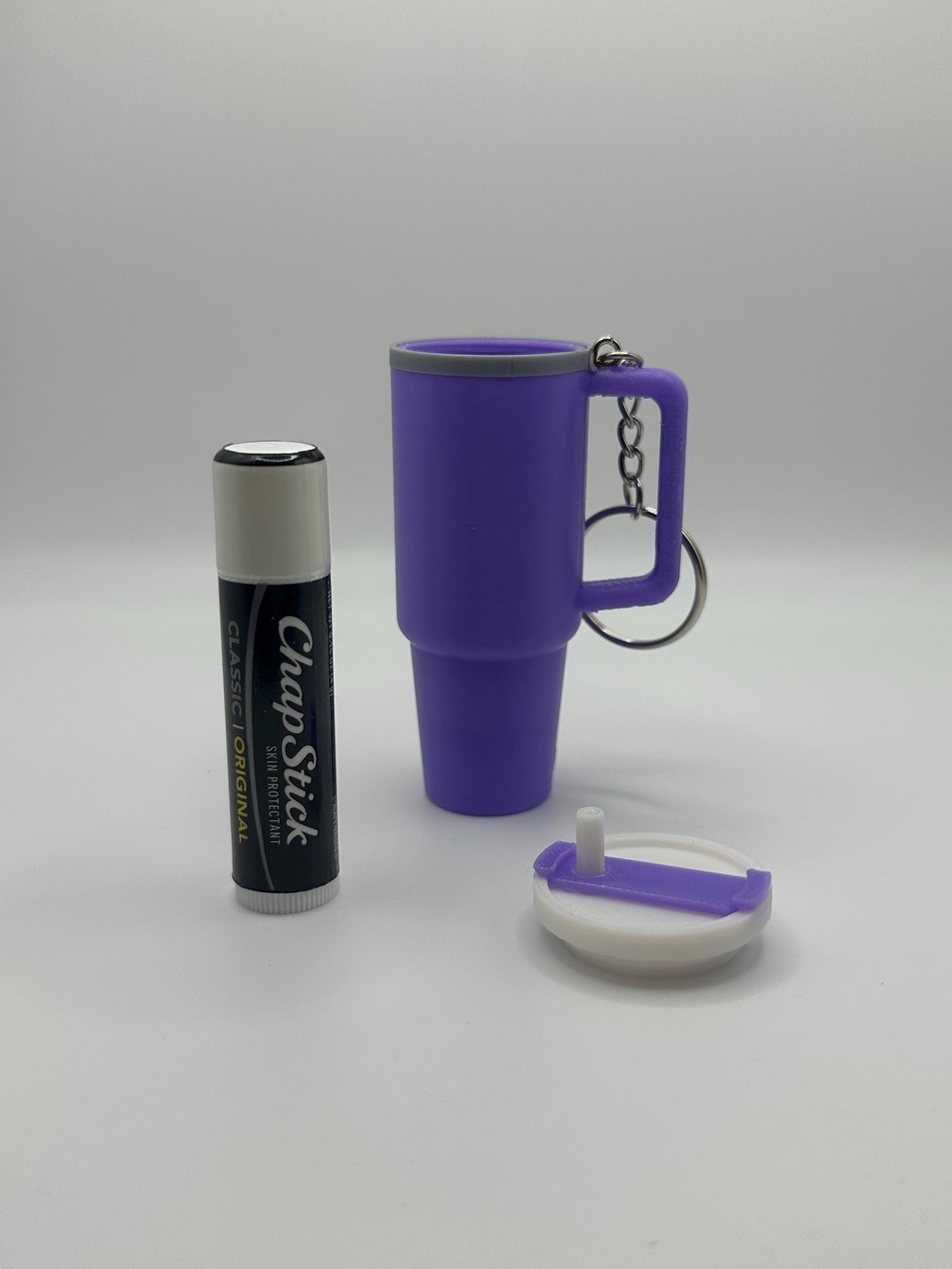 Stanley Cup Style Chapstick Holder Keychain with ChapStick