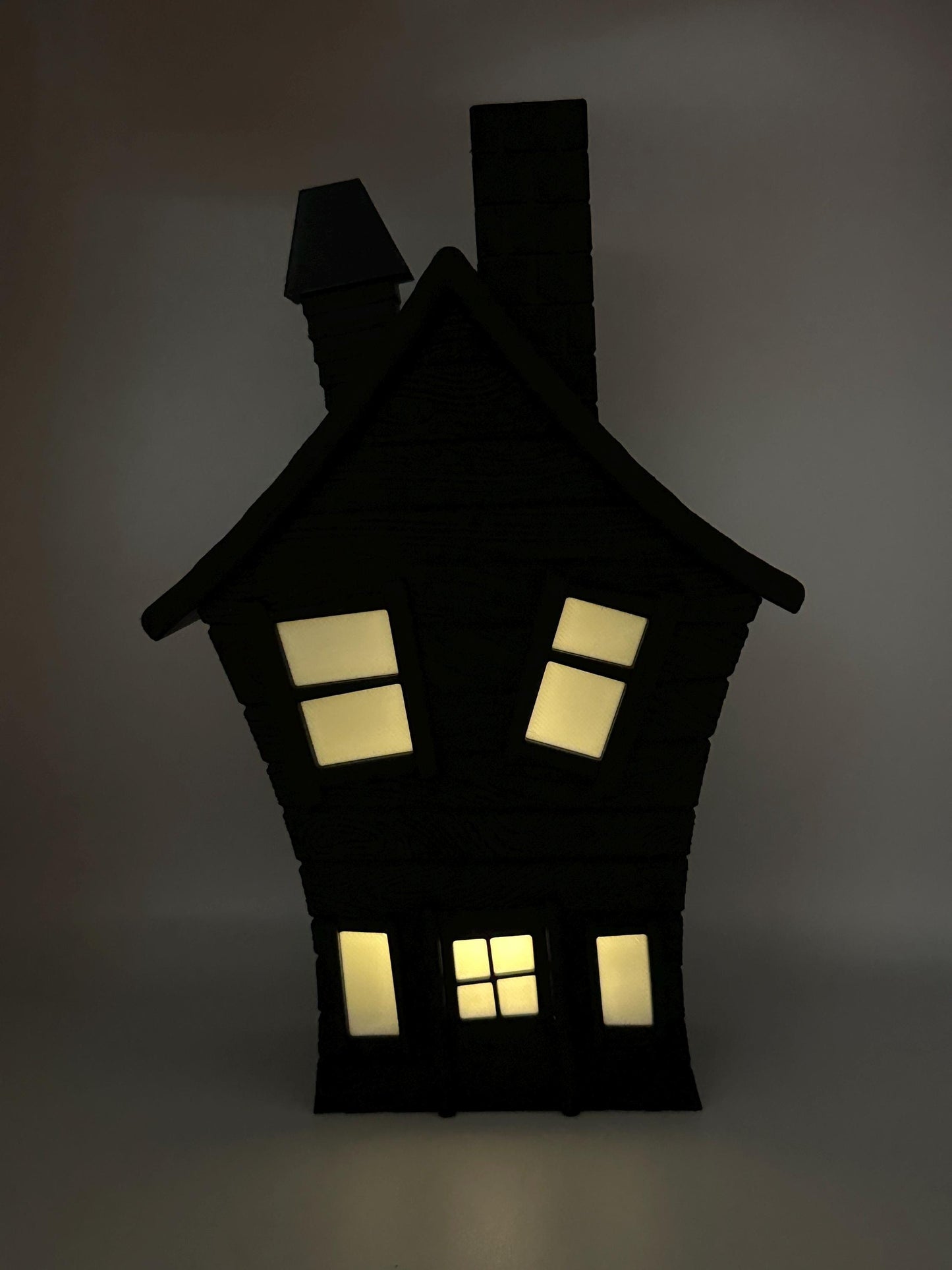 3D Printed Haunted House Tea Light Holder with LED Candle: Gothic Halloween Decor