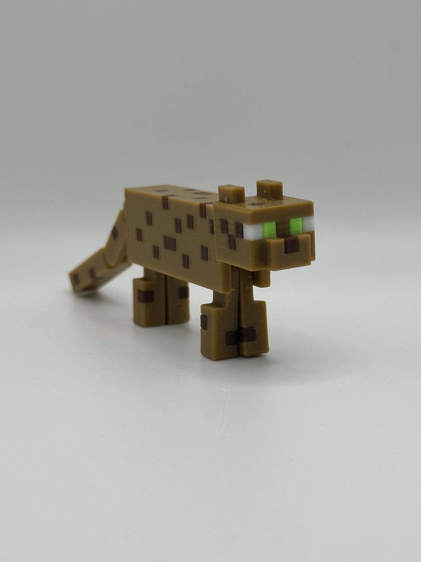 3D Printed Pixel Ocelot Figure: Sandbox Gamer Decor