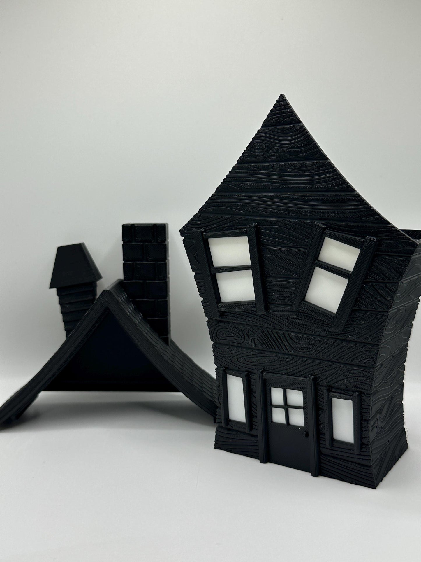 3D Printed Haunted House Tea Light Holder with LED Candle: Gothic Halloween Decor