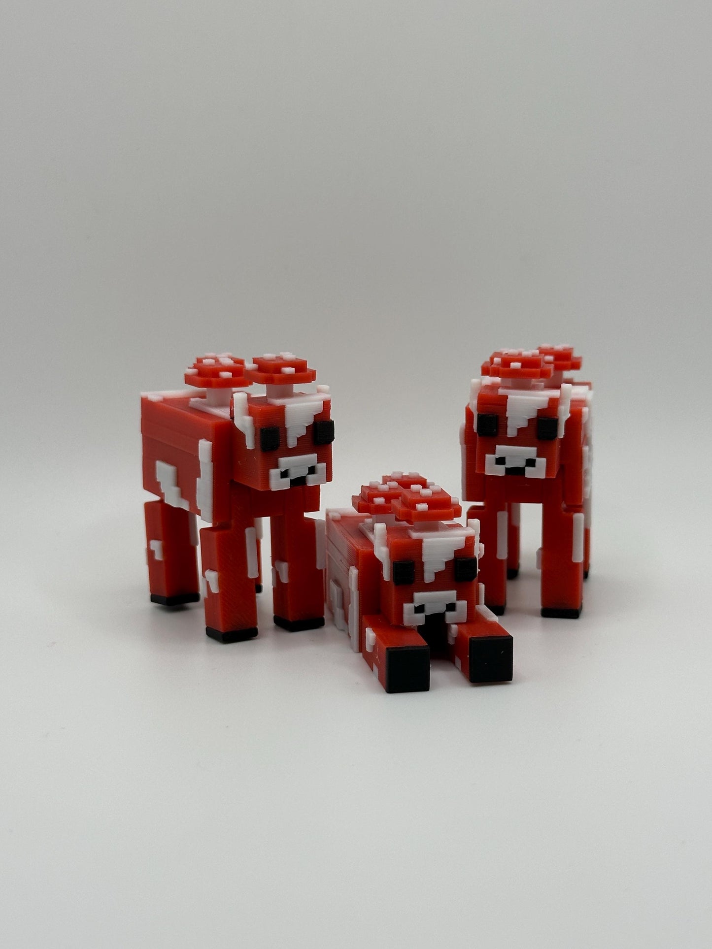 Mushroom Cow | 3D Printed Articulated Bovine Figure | Pixelated Cow | Collector's Gift