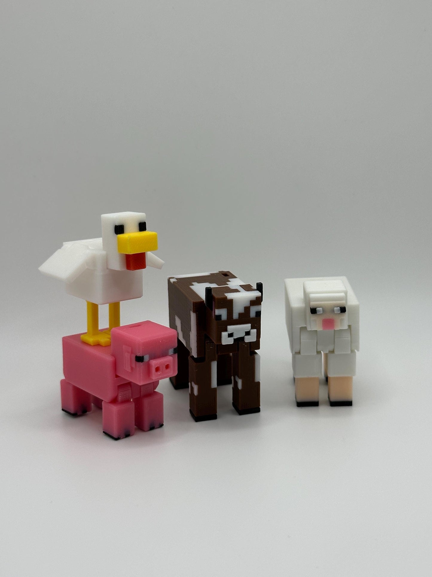 Farm Animal Pack | 3D Printed Cow, Pig, Sheep & Chicken | Articulated Figures | Gamer Gift Set