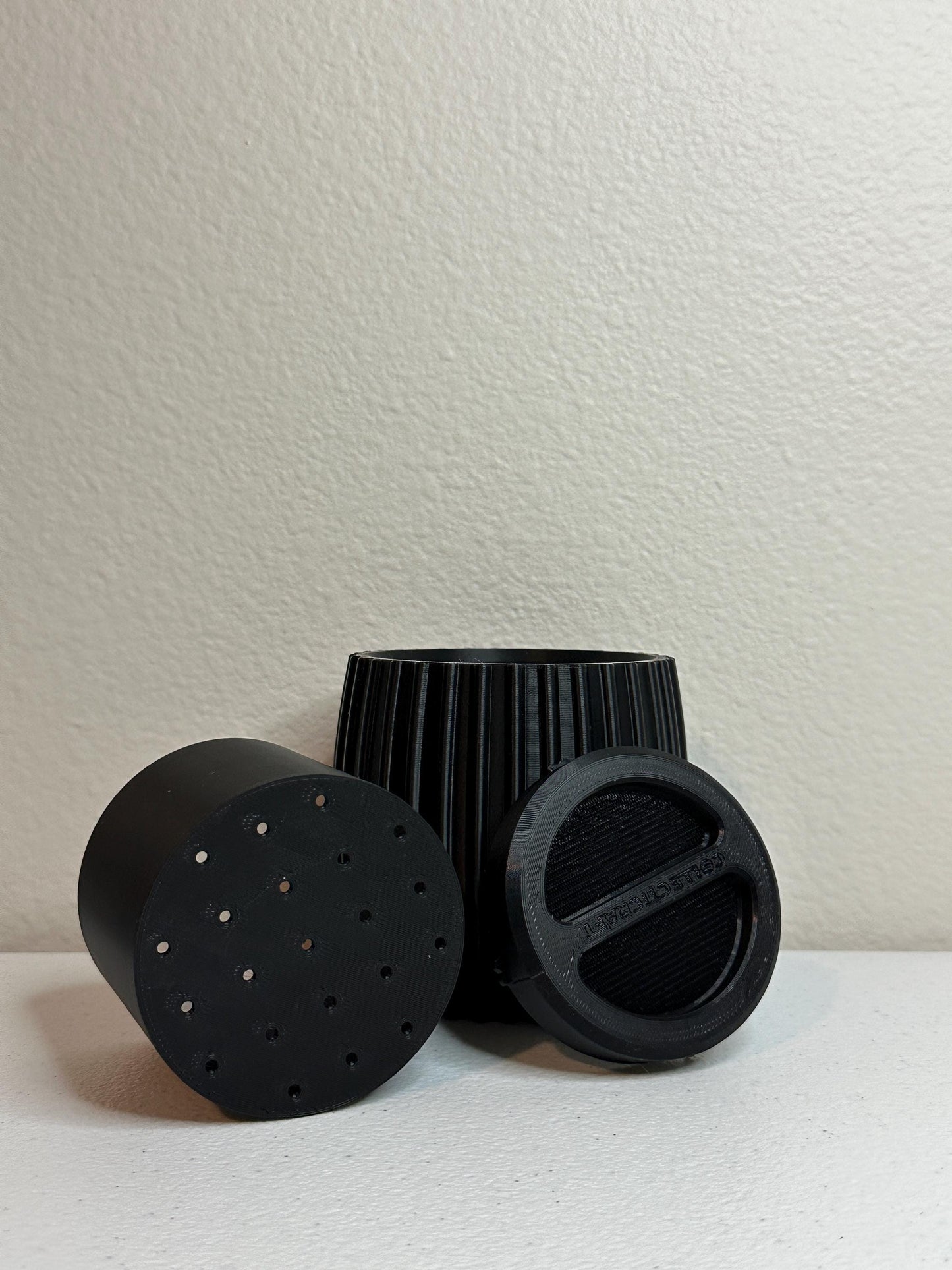 3D Printed Planter Set: Modern Ribbed Design with Drainage