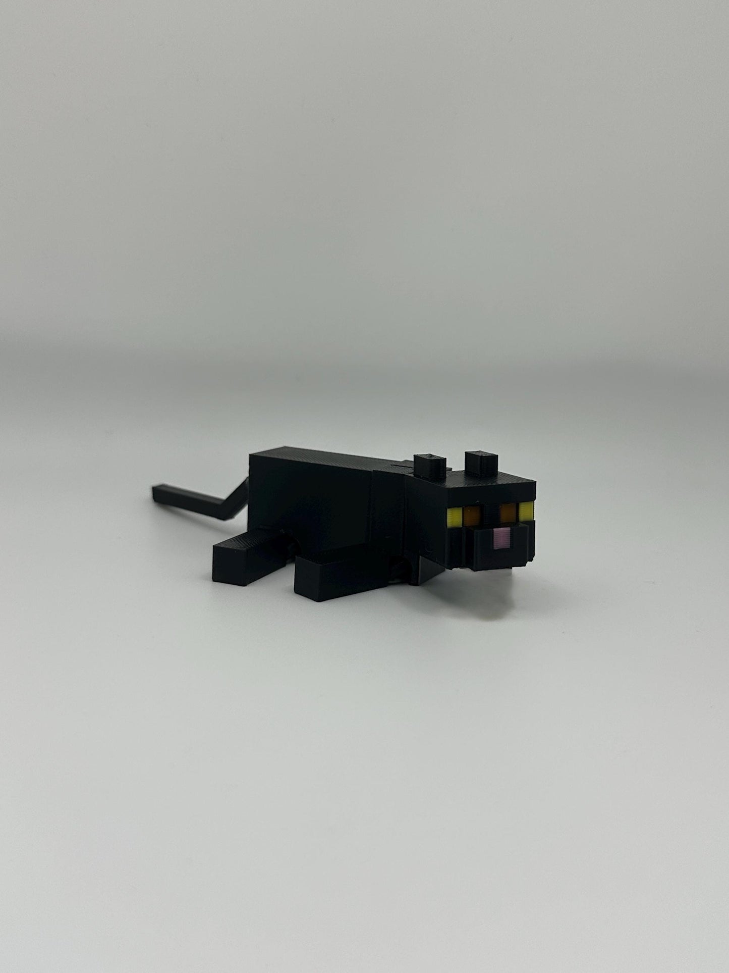 Black Cat | Articulated 3D Printed Pixel Cat Figurine | Cute Gamer Desk Toy for Fans & Collectors