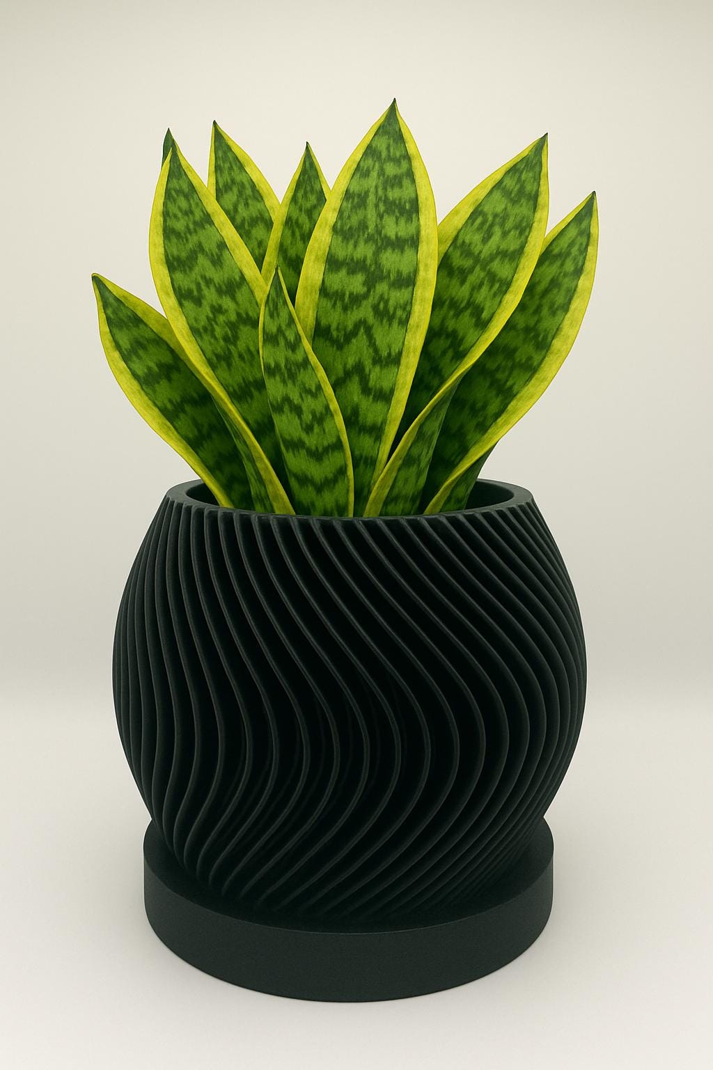 Modern Spiral Planter with Matching Drip Tray – Black or White Indoor/Outdoor Plant Pot