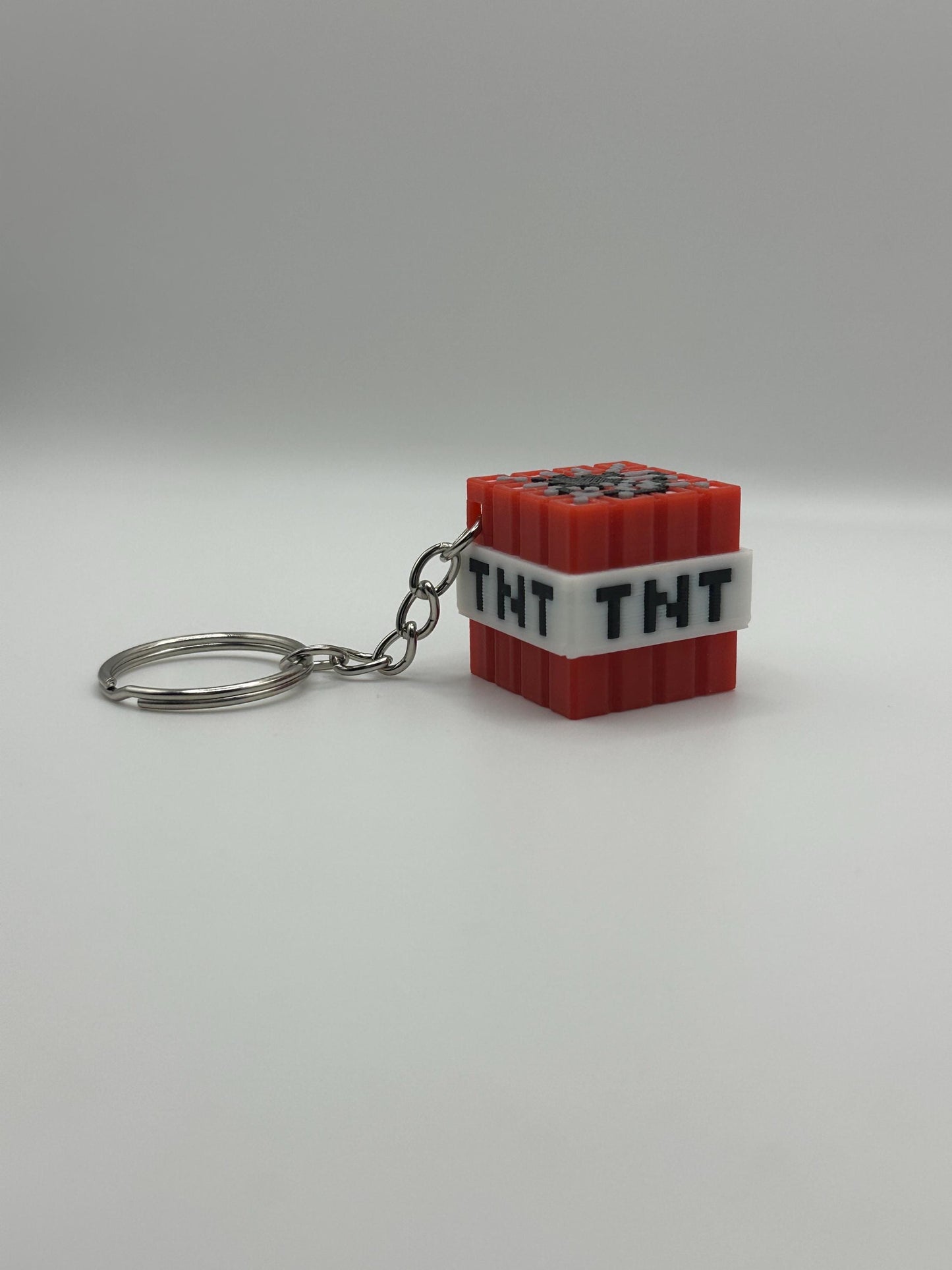 Sandbox-Inspired TNT Block Keychain | 3D Printed Pixelated TNT Cube | Pixel Style Gamer Gift