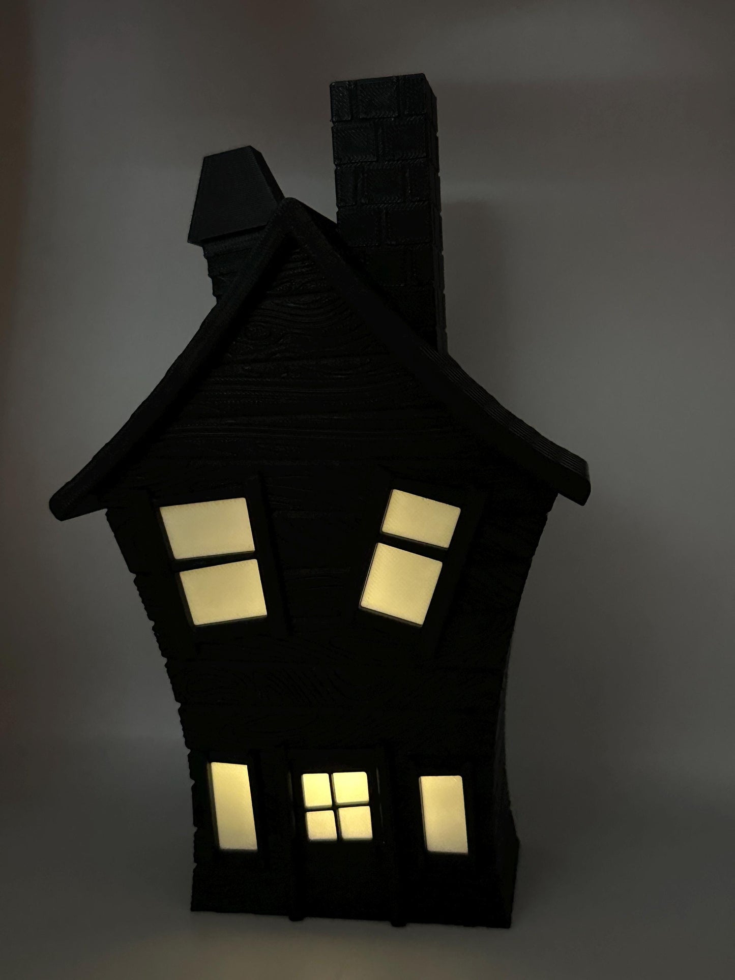 3D Printed Haunted House Tea Light Holder with LED Candle: Gothic Halloween Decor