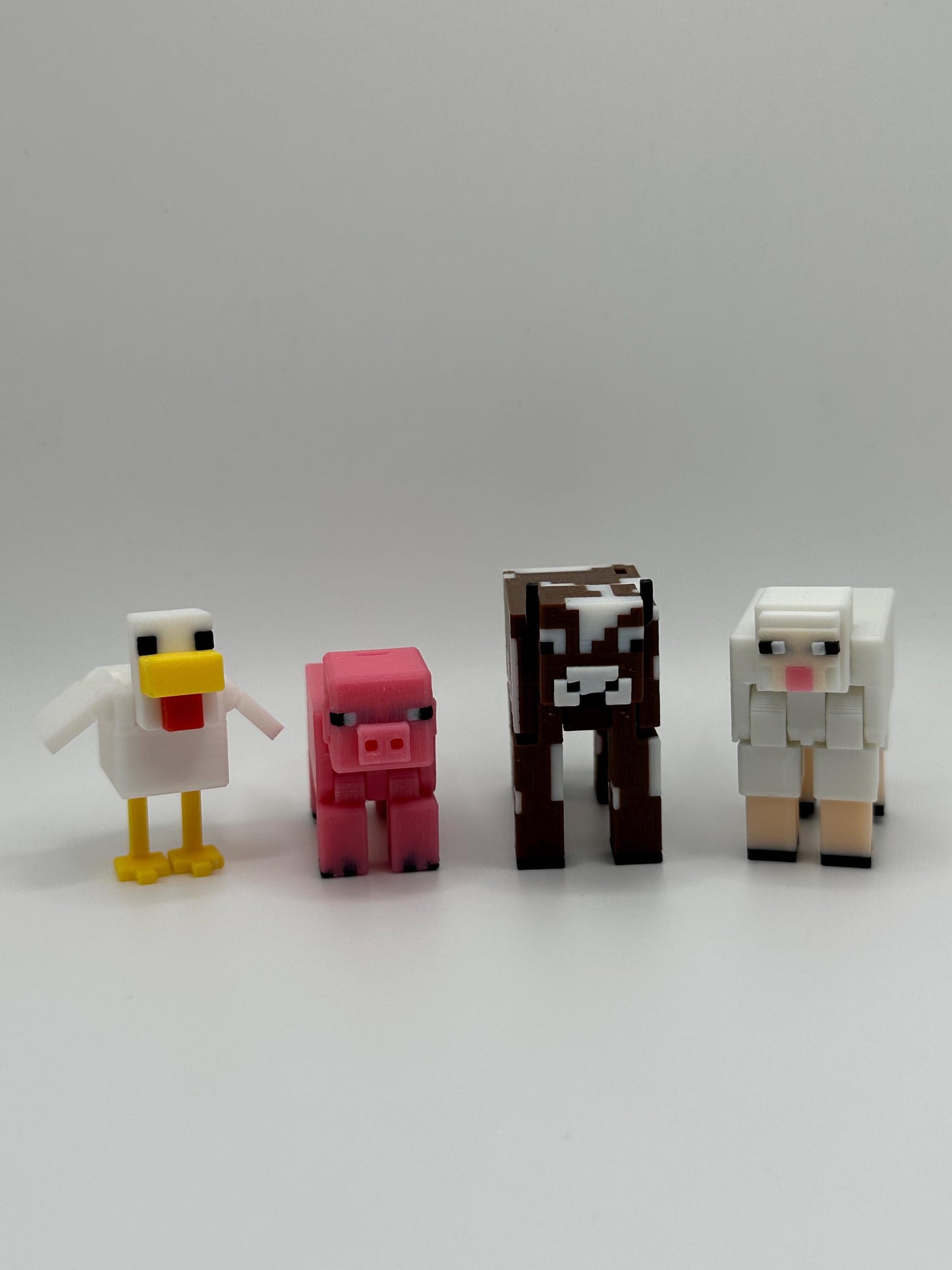Farm Animal Pack | 3D Printed Cow, Pig, Sheep & Chicken | Articulated Figures | Gamer Gift Set