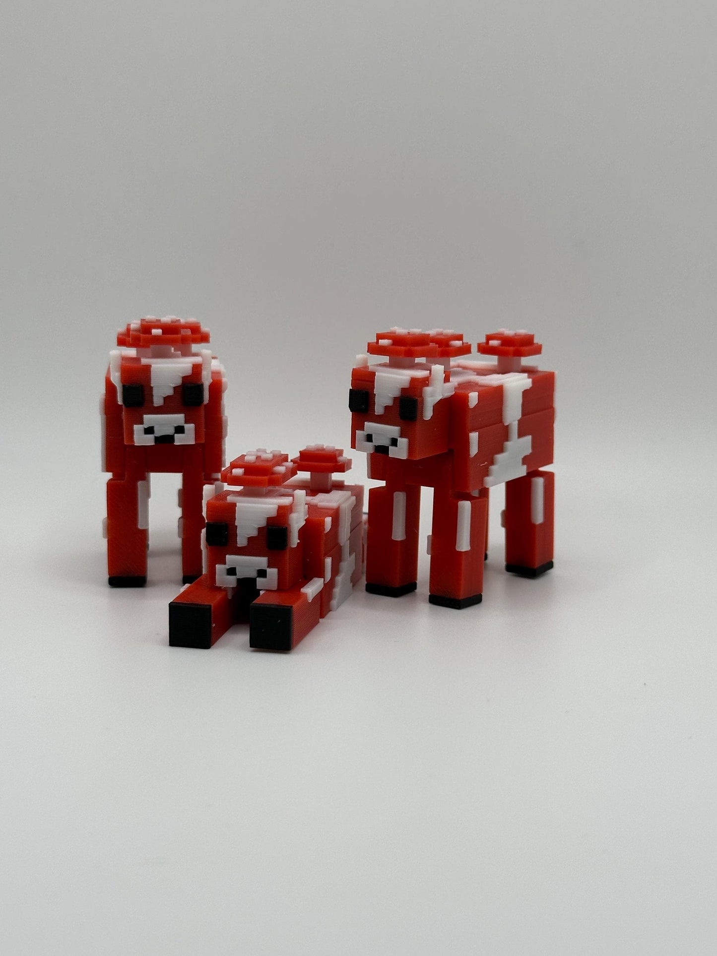 Mushroom Cow | 3D Printed Articulated Bovine Figure | Pixelated Cow | Collector's Gift
