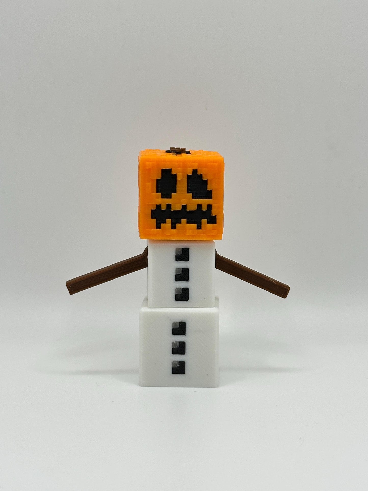 Snow Guardian with Removable Pumpkin Head – Pixel Style 3D Printed Figure