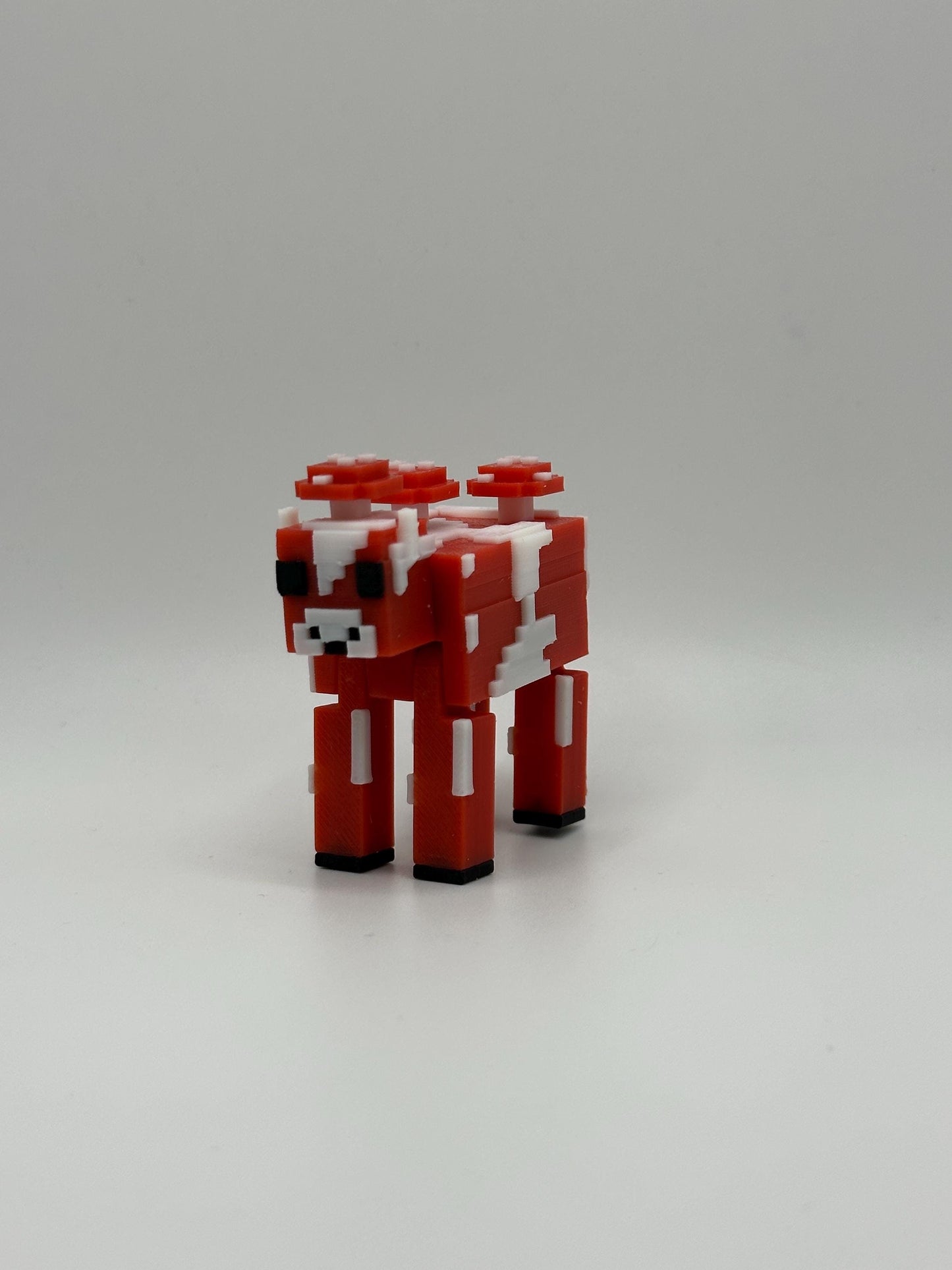 Mushroom Cow | 3D Printed Articulated Bovine Figure | Pixelated Cow | Collector's Gift