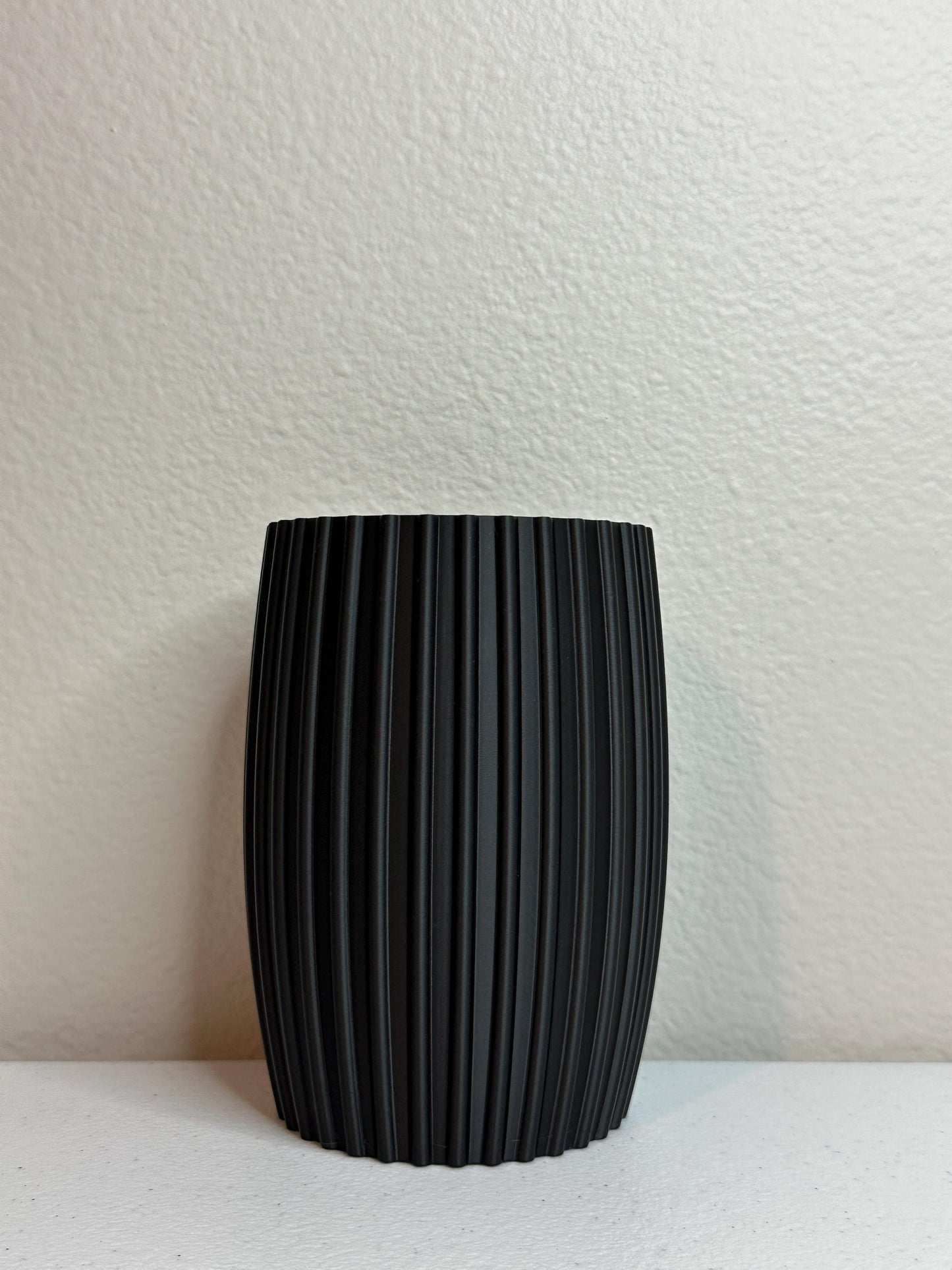 3D Printed Planter Set: Modern Ribbed Design with Drainage