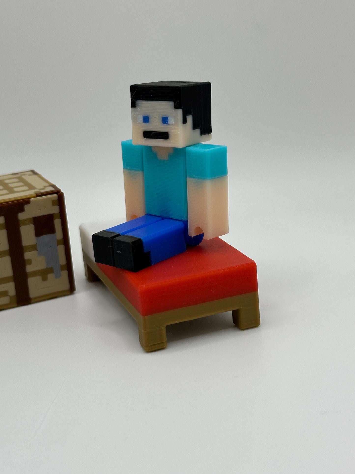 Character Pack – Articulated Character, Bed, Chest & Crafting Table | 3D Printed Display Set