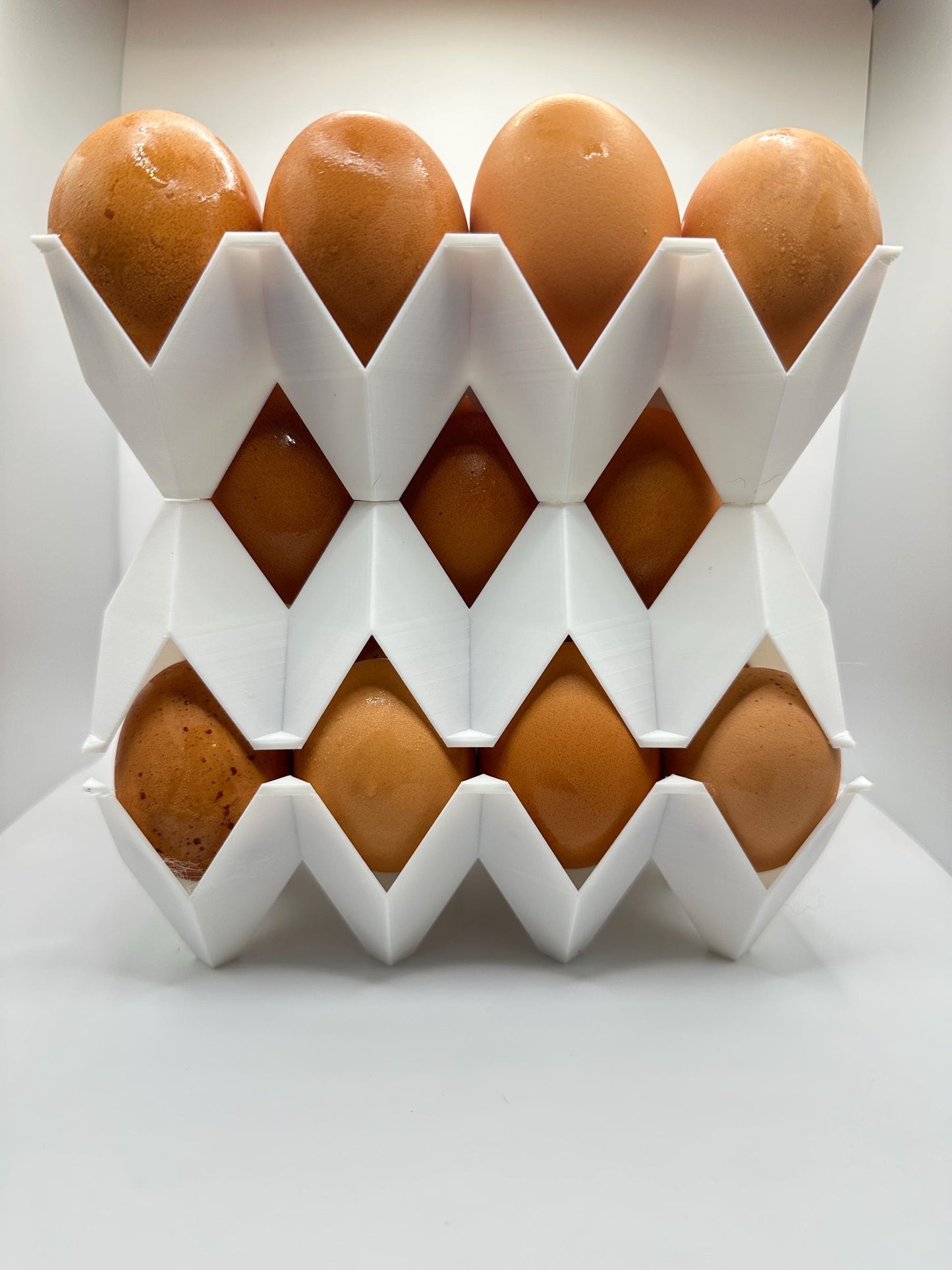 Modern Stackable Egg Holder Set – 3-Tier 3D Printed Rack Holds 30 Eggs