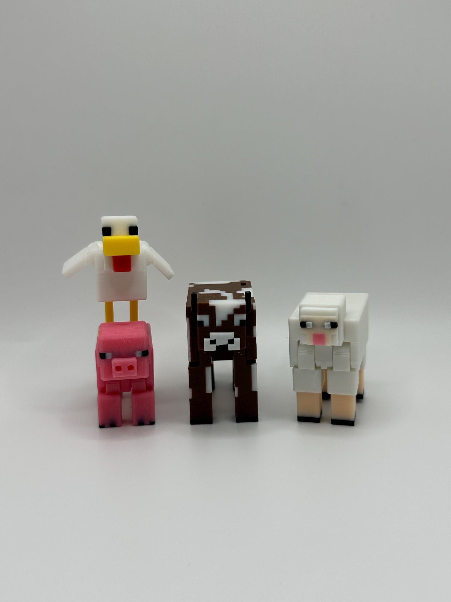 Farm Animal Pack | 3D Printed Cow, Pig, Sheep & Chicken | Articulated Figures | Gamer Gift Set
