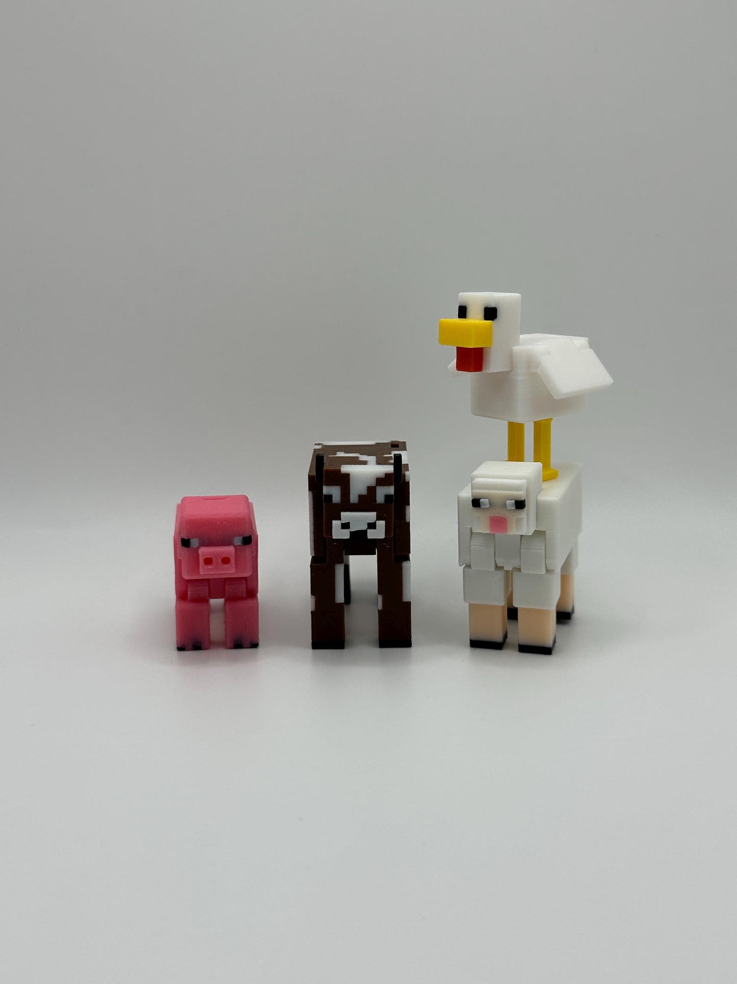 Farm Animal Pack | 3D Printed Cow, Pig, Sheep & Chicken | Articulated Figures | Gamer Gift Set