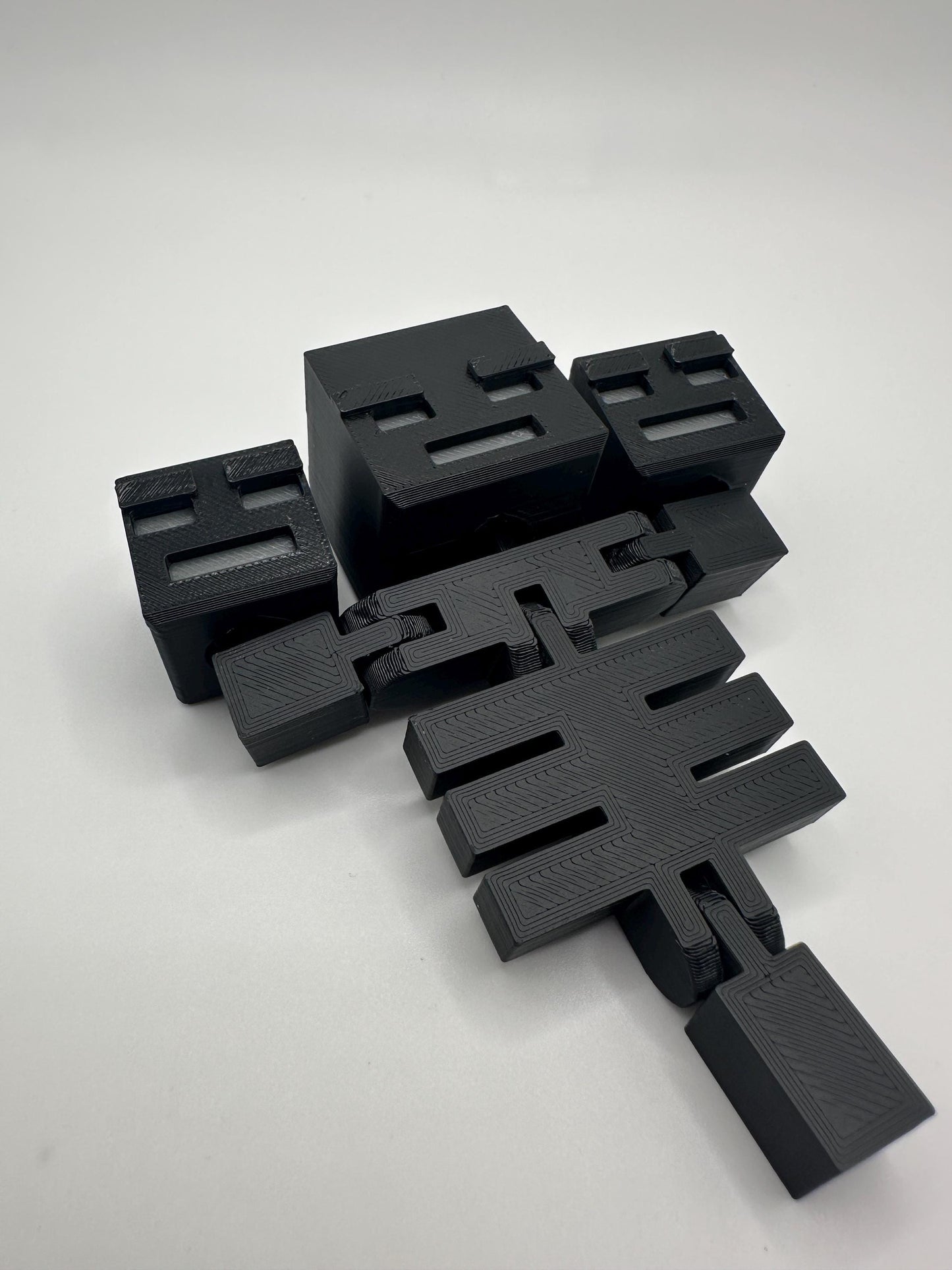 Articulated Blocky Boss Trio Figure | 3D Printed Collectible with Movable Heads