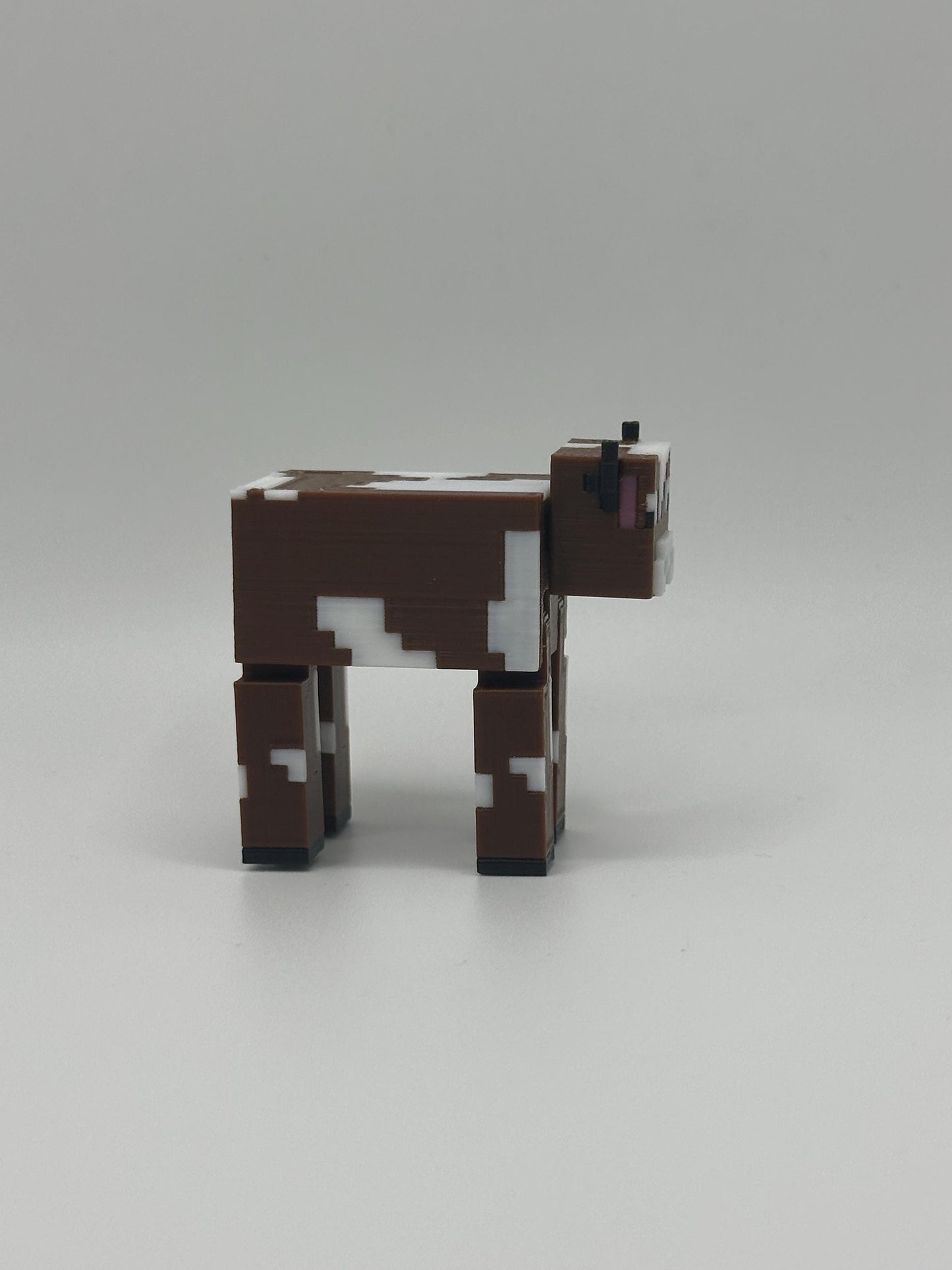 Articulated pixel inspired Cow Toy – 3D Printed Poseable Pixel Farm Animal | Unique Collectible Gift
