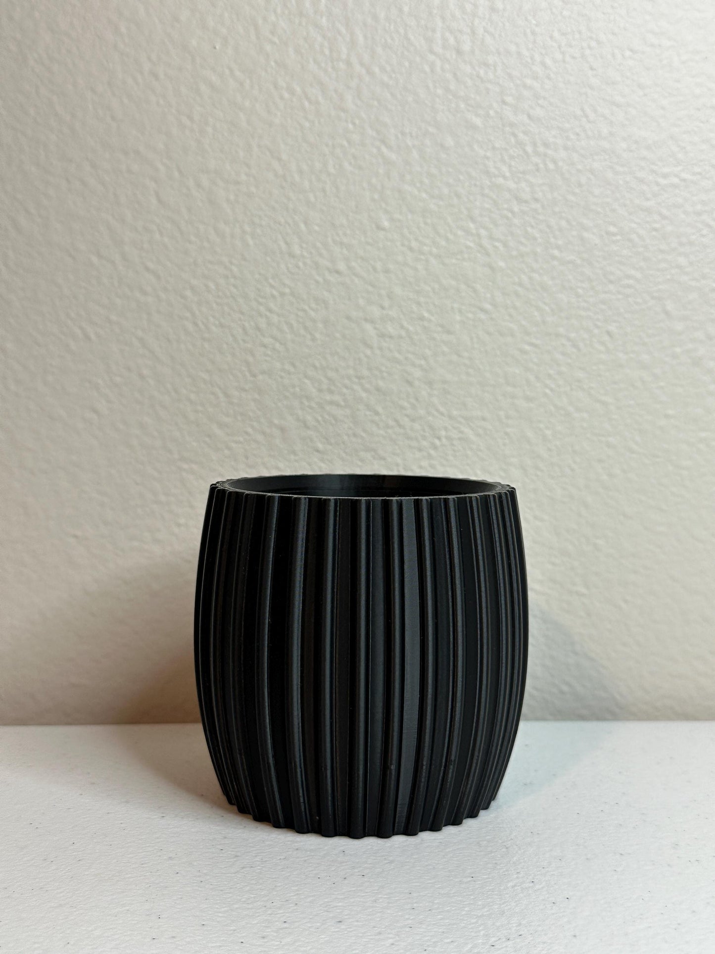 3D Printed Planter Set: Modern Ribbed Design with Drainage