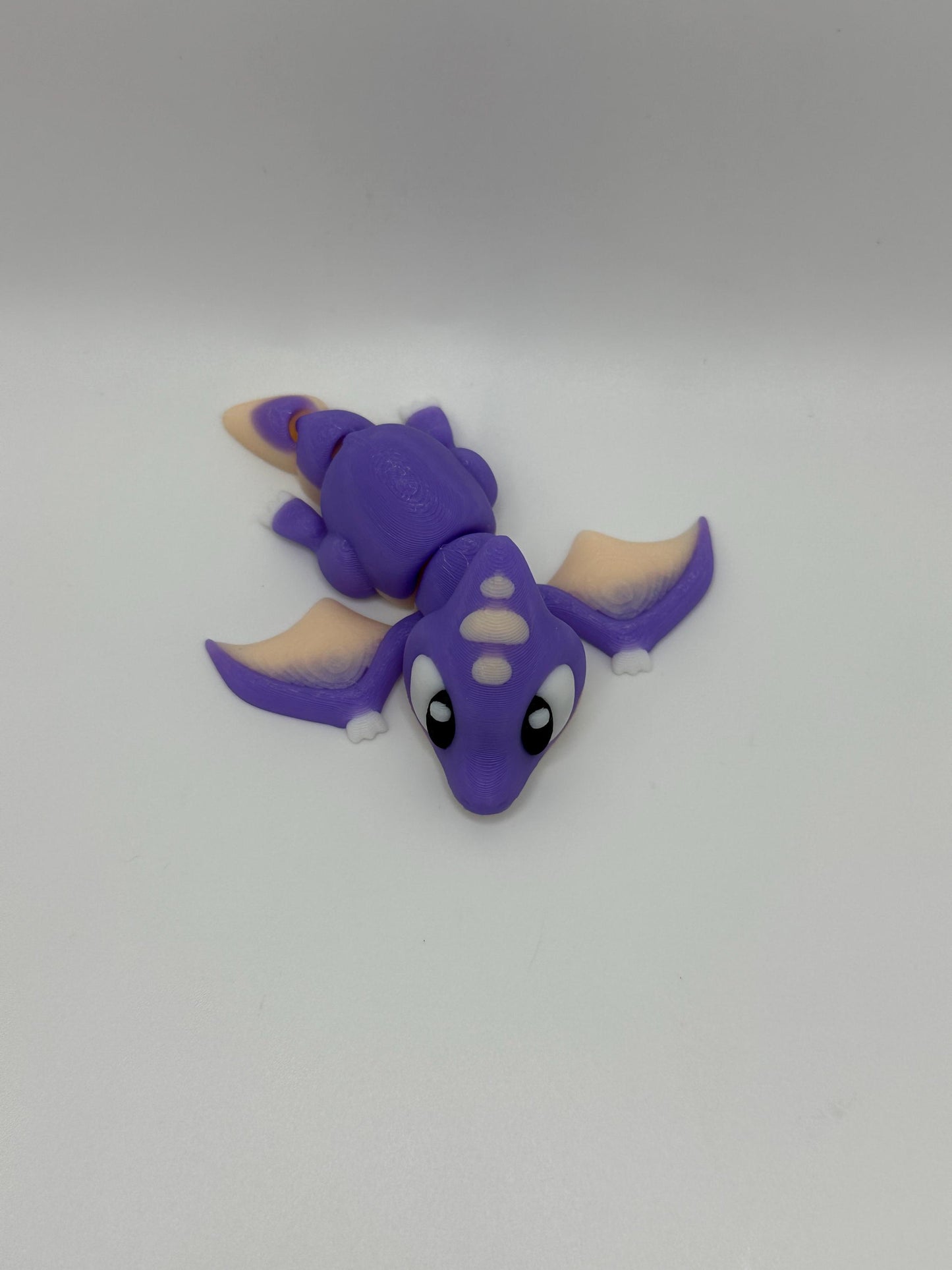 Articulated 3D Printed Pterodactyl Figurine: Purple Dino-Dragon Desk Toy