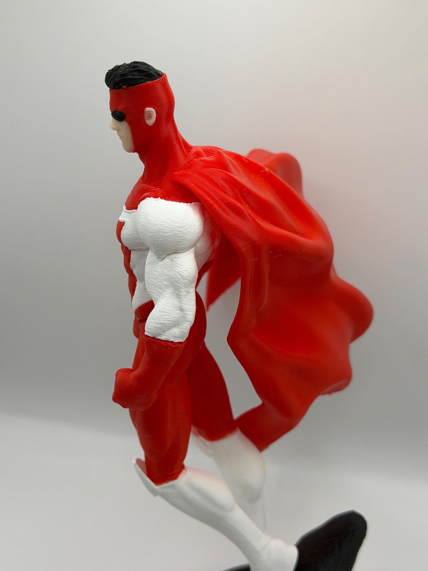 Omni Mark Figure | Comic Inspired Superhero Statue | Red & White Hero Display | 3D Printed Collectible