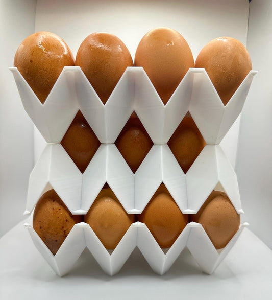 Modern Stackable Egg Holder Set – 3-Tier 3D Printed Rack Holds 30 Eggs