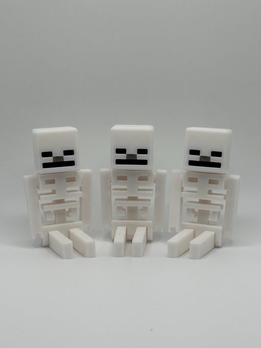 Articulated Skeleton | 3D Printed Poseable Mini Figure for Gamer Desk Toy & Pixel Style Decoration