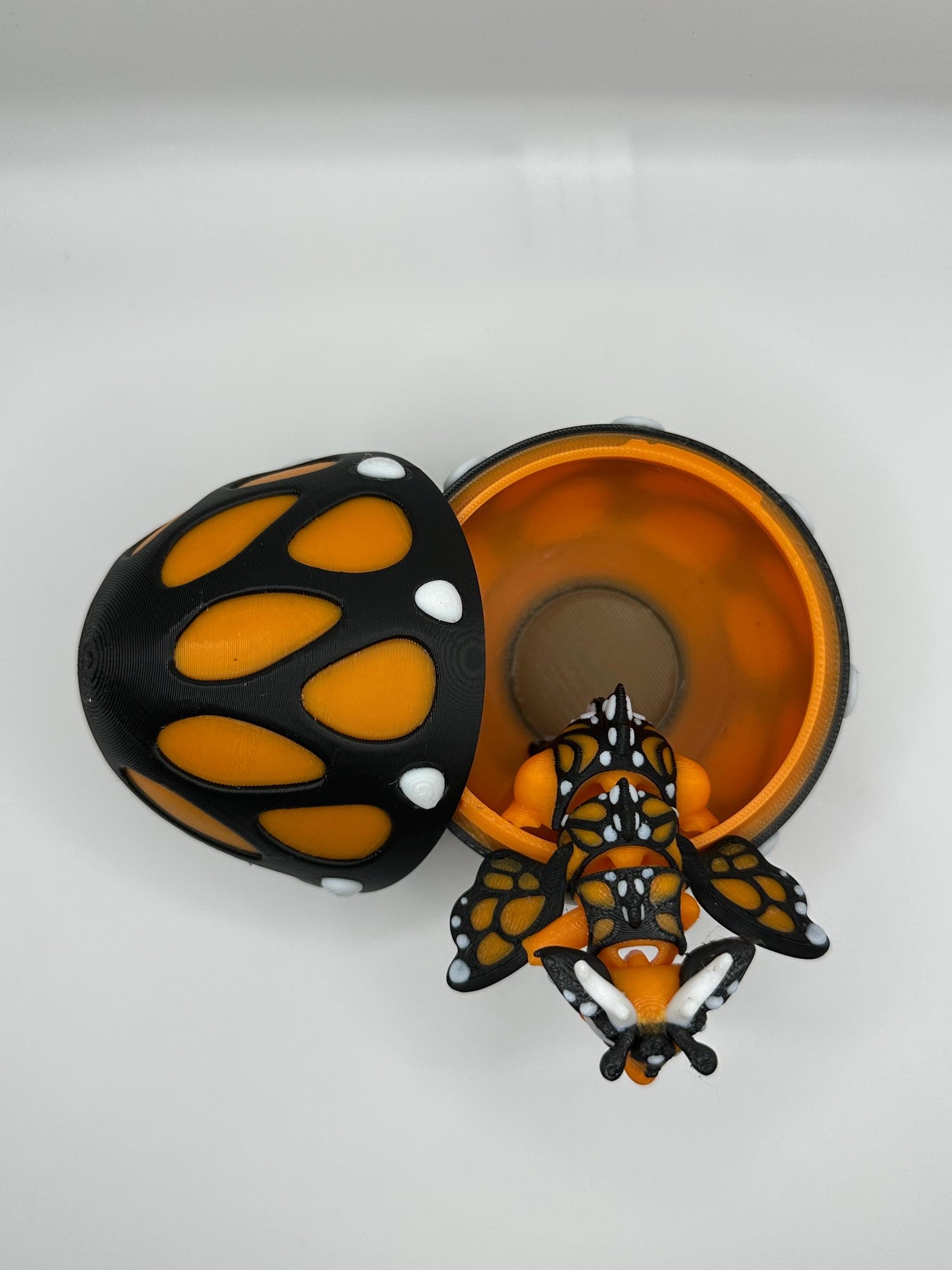 Monarch Butterfly Flexi Dragon with Egg: 3D Printed Fidget Toy
