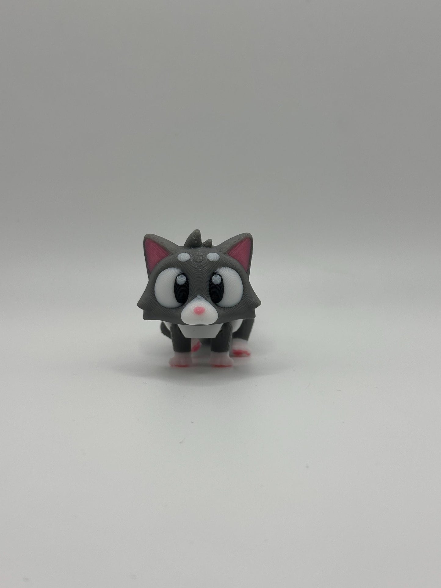 3D Printed Articulated Cat Toy: Gray Kitty Fidget Figure