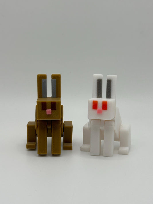 Articulated Pixel-Style Bunny | 3D Printed Pixel Rabbit Toy | Poseable Gamer Gift for Kids & Collectors