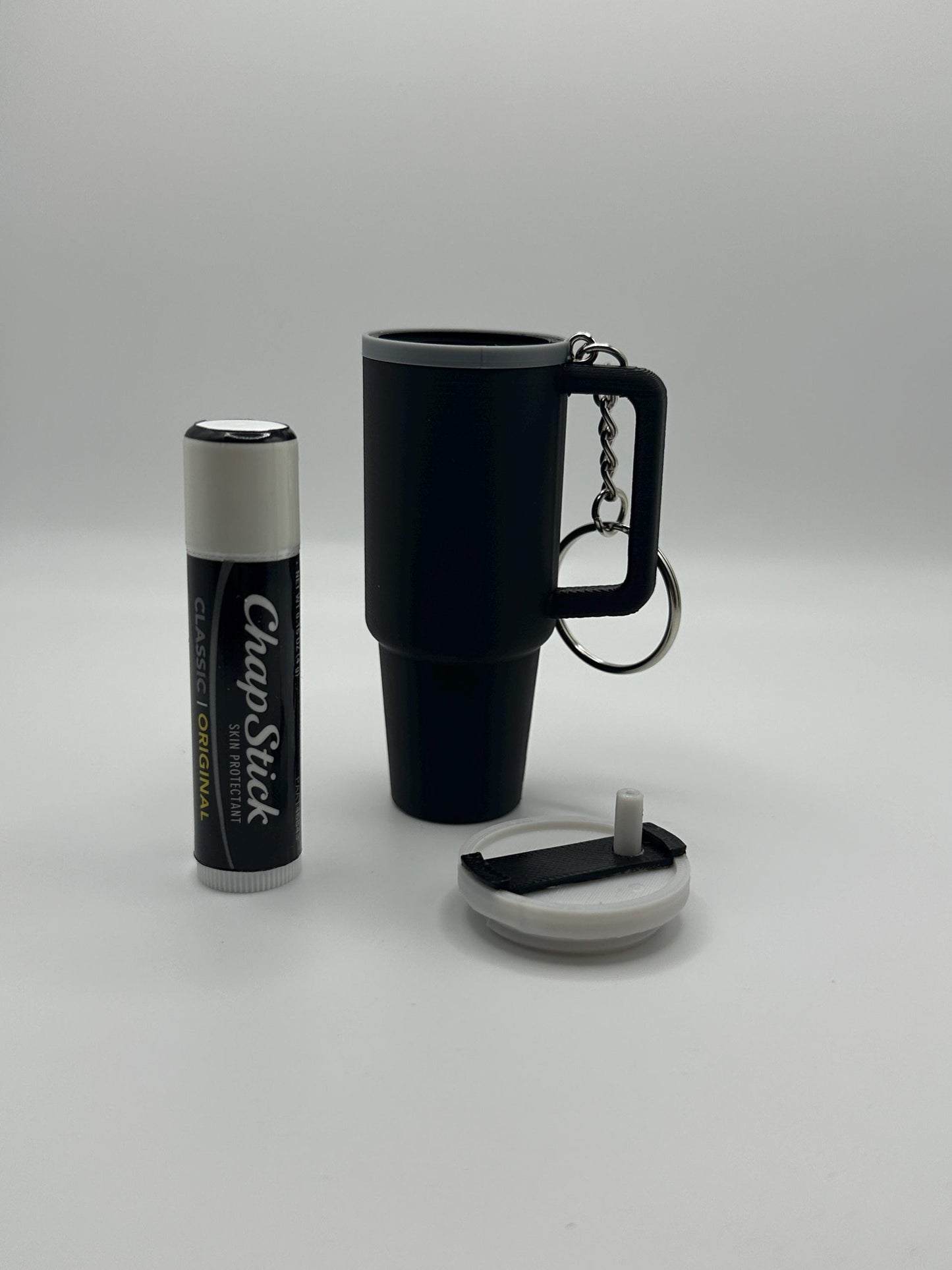 Stanley Cup Style Chapstick Holder Keychain with ChapStick