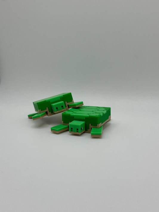 Sea Turtle | 3D Printed Articulated Turtle Figure | Pixelated Style Animal | Gamer Gift