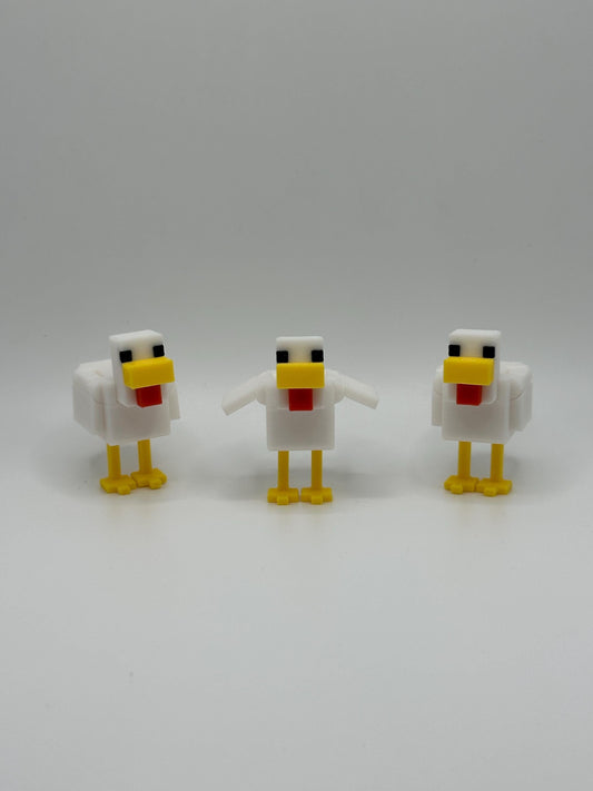 Articulated Chicken | 3D Printed Mini Figure | Gamer Gift | Pixel Style Desk Toy