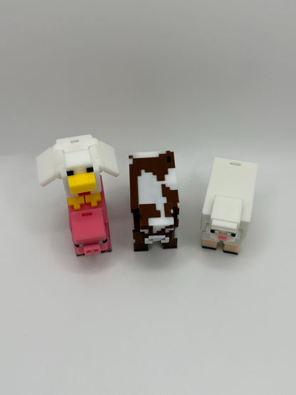 Farm Animal Pack | 3D Printed Cow, Pig, Sheep & Chicken | Articulated Figures | Gamer Gift Set