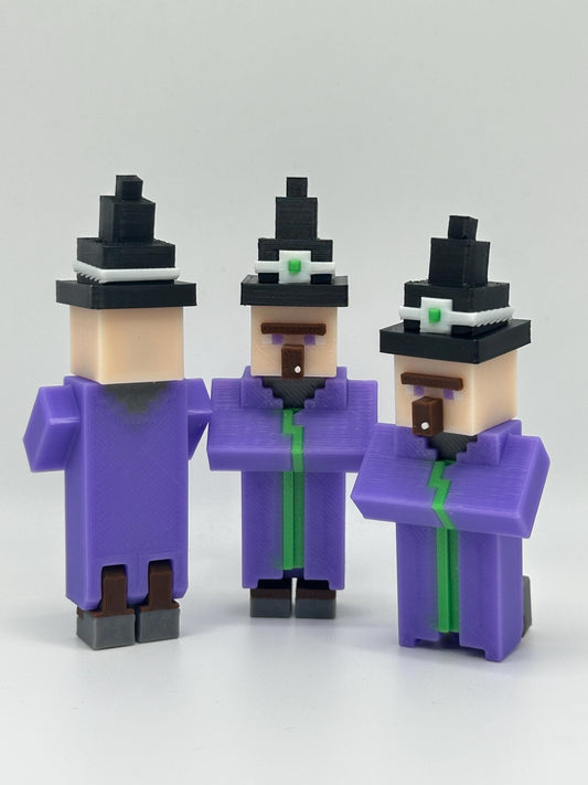 3D Printed Pixel Witch Figure: Sandbox Gamer Decor