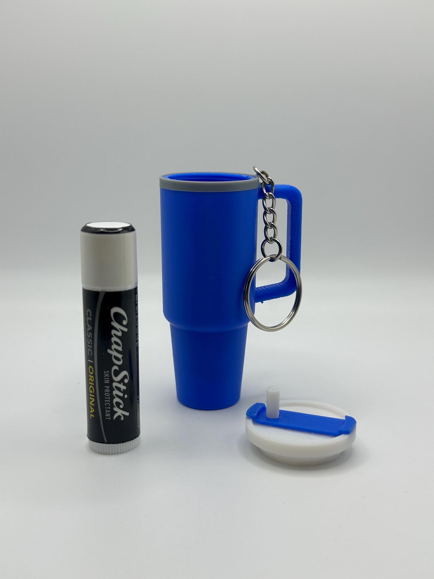Stanley Cup Style Chapstick Holder Keychain with ChapStick