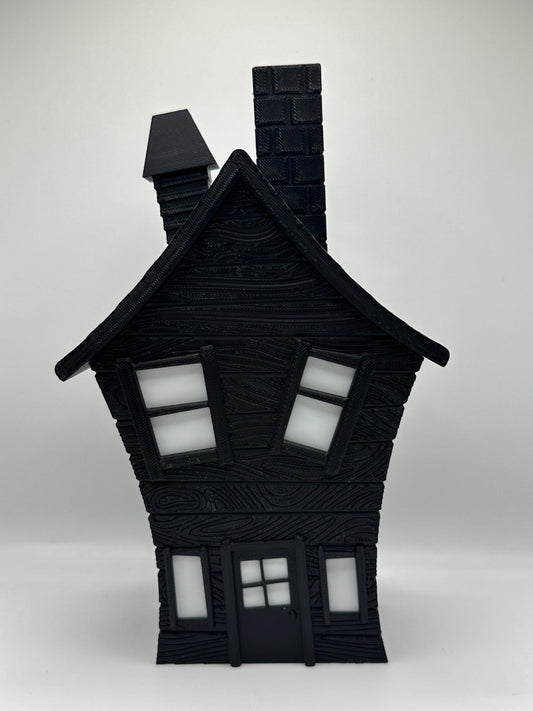 3D Printed Haunted House Tea Light Holder with LED Candle: Gothic Halloween Decor
