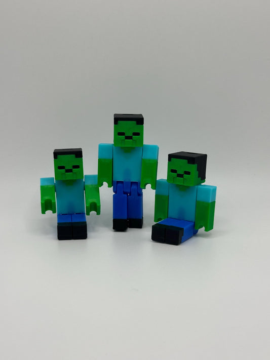Articulated pixel inspired Zombie Figure – 3D Printed Pixel Toy for Gamers & Collectors – Movable Action Figure