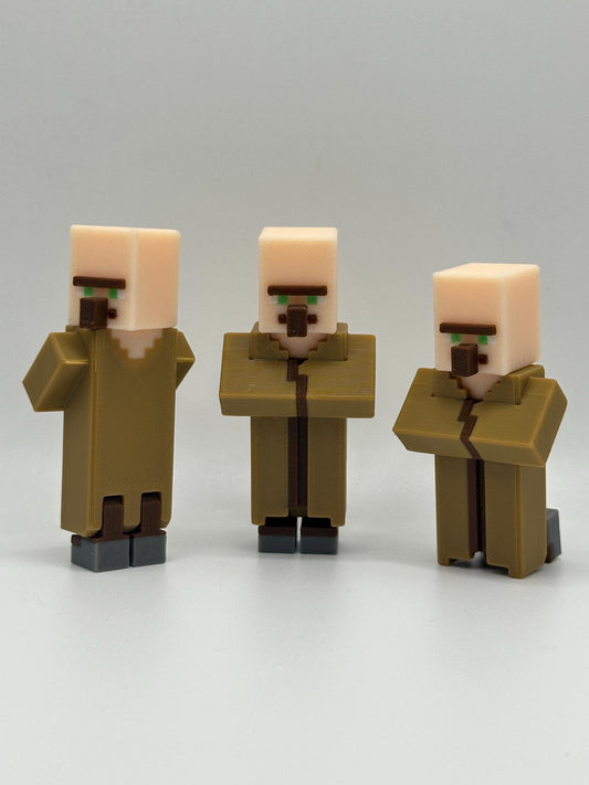 3D Printed Pixel Villager Figure: Sandbox Desk Decor