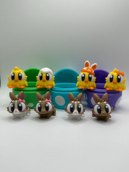 3D Printed Easter Set: Customizable Chick, Bunny & Egg Decor