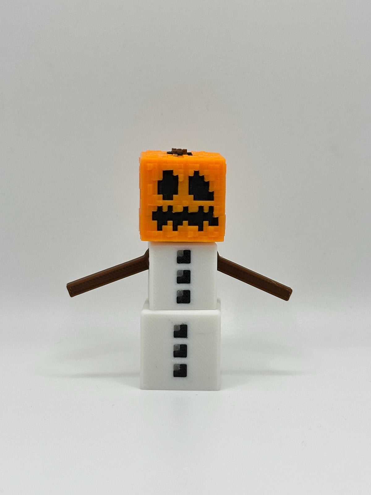 Snow Guardian with Removable Pumpkin Head – Pixel Style 3D Printed Figure