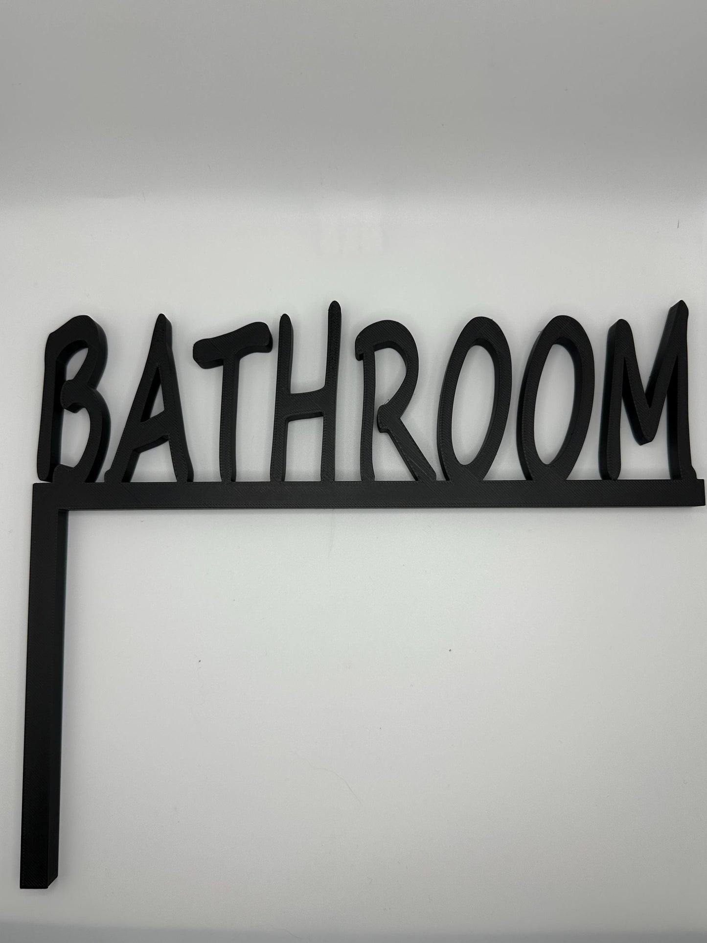 BATHROOM Door Frame Topper Corner Sign – Left Side Mount – 3D Printed Modern Bathroom Label