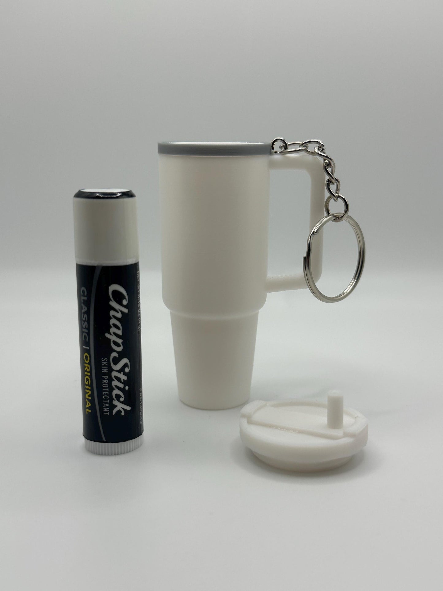 Stanley Cup Style Chapstick Holder Keychain with ChapStick