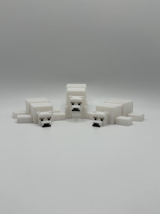 Polar Bear Figurine – Articulated Sandbox Style – Art Toy, Shelf Decor, Fidget Companion