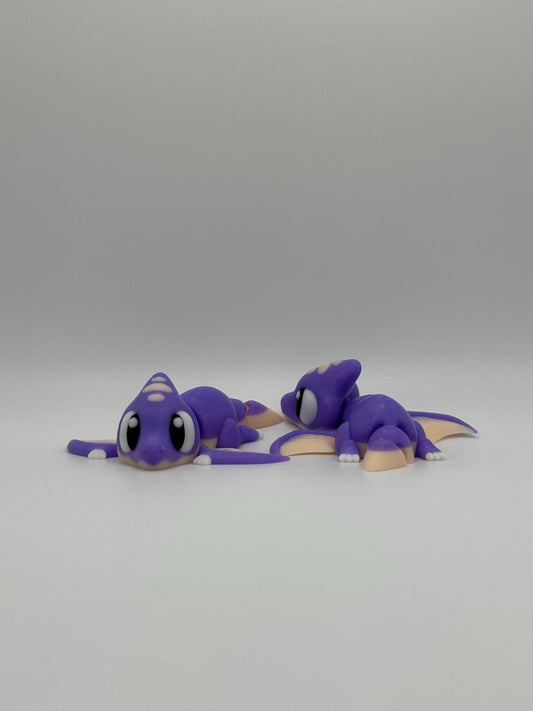 Articulated 3D Printed Pterodactyl Figurine: Purple Dino-Dragon Desk Toy