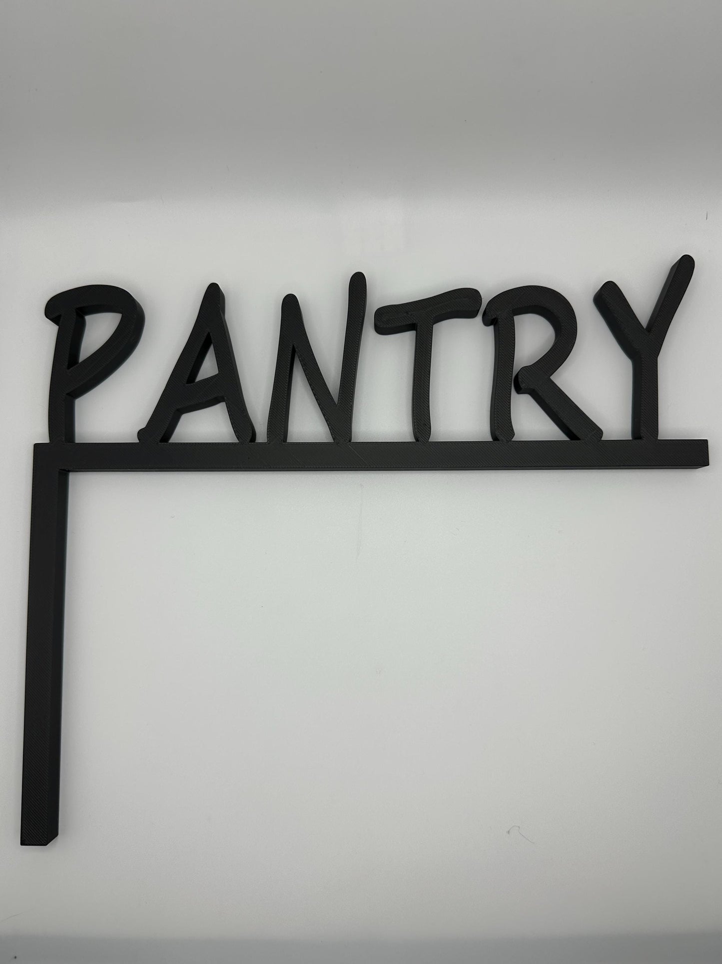 PANTRY Door Frame Topper Corner Sign – Left Side Mount – Modern 3D Printed Pantry Label