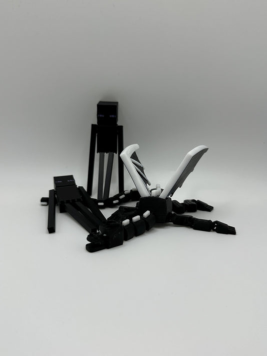 3D Printed Articulated Voidman &  Dragon Figures - Gamer Gift Set