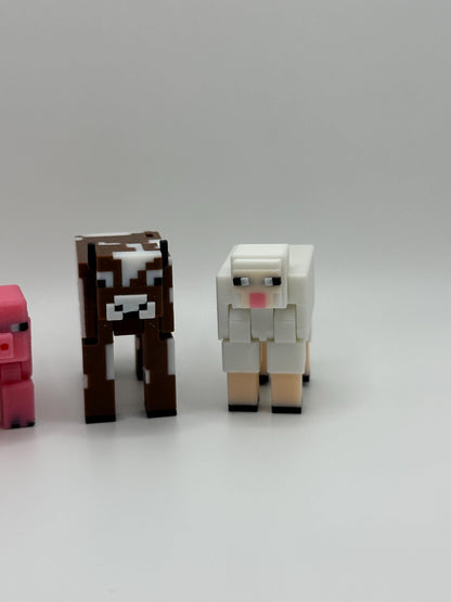 Farm Animal Pack | 3D Printed Cow, Pig, Sheep & Chicken | Articulated Figures | Gamer Gift Set
