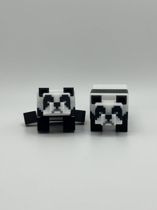 Articulated Sandbox Panda – 3D Printed Movable Toy – Pixel Animal Figure – Gamer Gift or Desk Decor