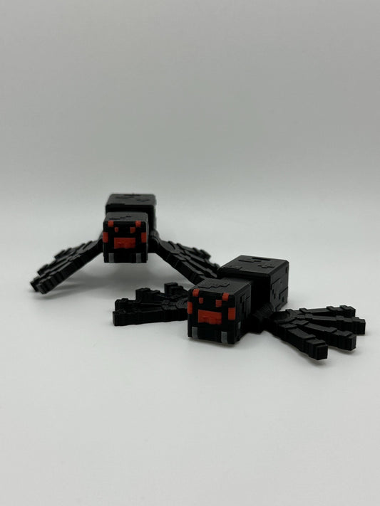 Articulated Pixel Spider | 3D Printed Toy & Poseable Gamer Gift | Pixel Style Decoration for Fans